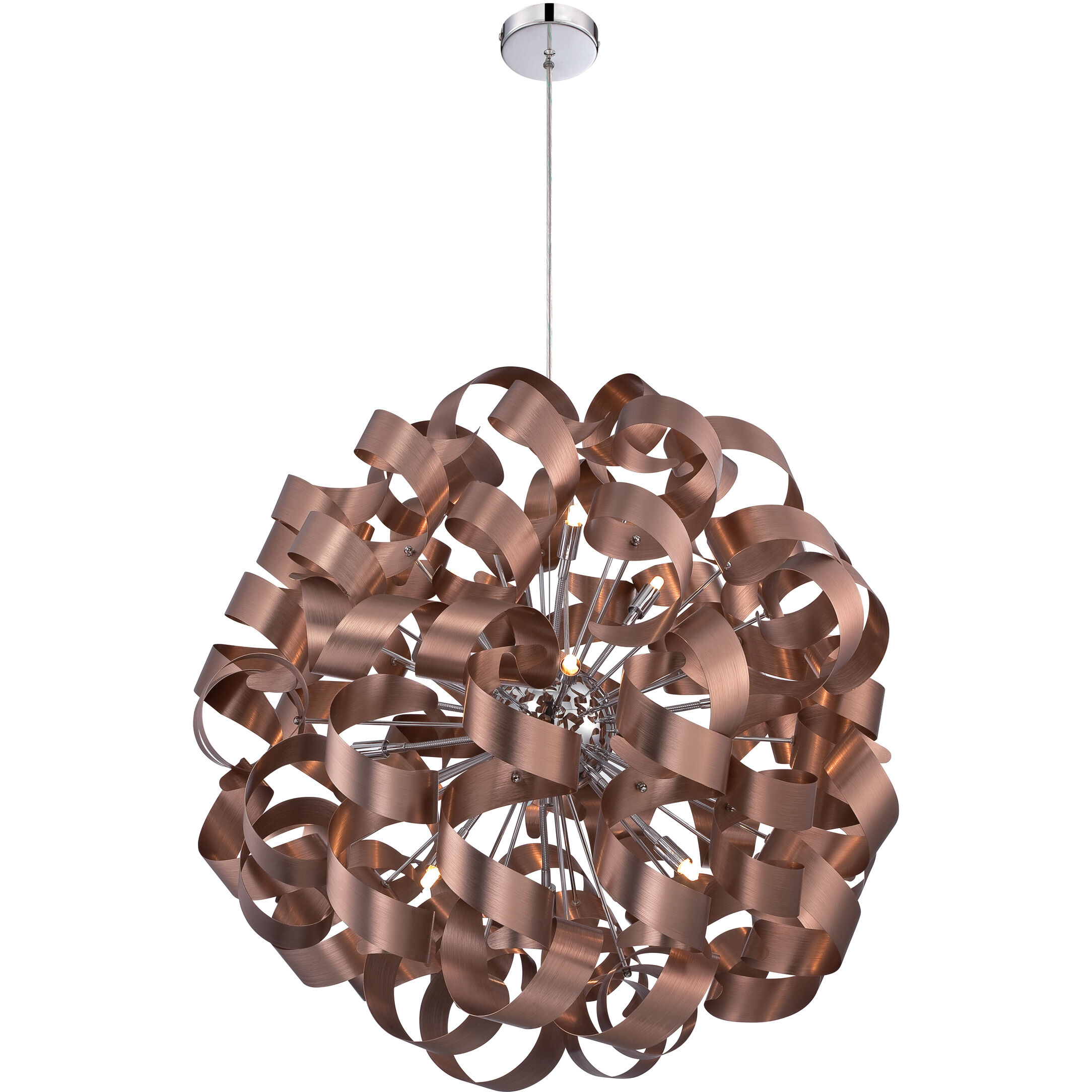 Ribbons 12 Light 31 inch Satin Copper Pendant Ceiling Light