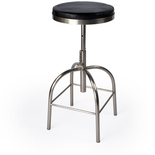 Clyde Leather 25" Adjustable Bar Stool in Black