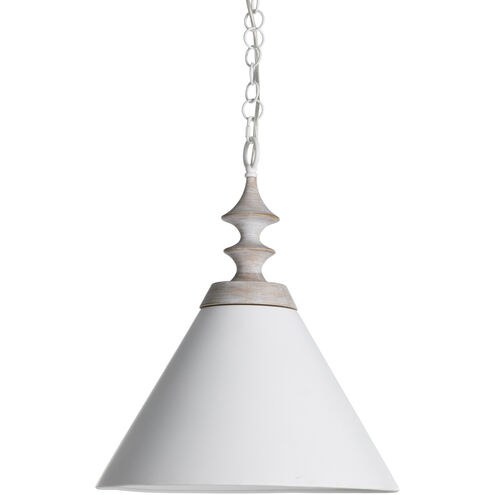 Tovah 1 Light 18 inch Natural Whitewashed Wood / Matte White Pendant Ceiling Light