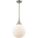 Downtown Urban Beacon 1 Light 10 inch Brushed Satin Nickel Mini Pendant Ceiling Light in Matte White