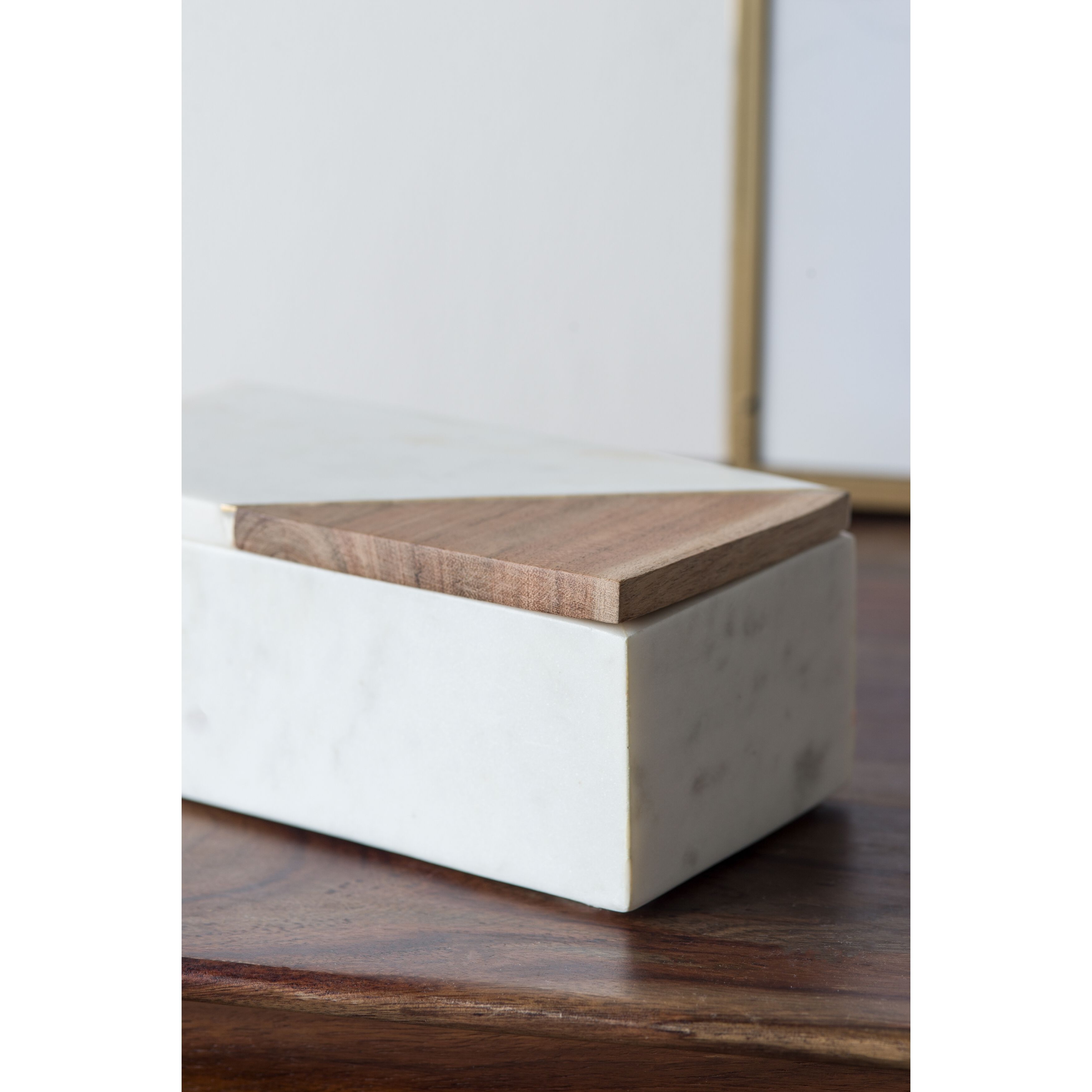 Anita 3.9 inch White/Brown Marble Boxes
