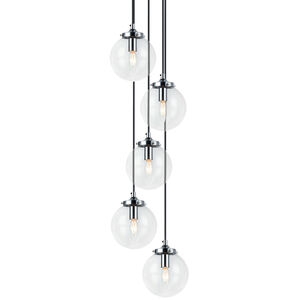 The Bougie 5 Light 18 inch Chrome Pendant Ceiling Light in Chrome and Clear