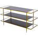 Carrick 60 X 18 inch Dark Brown with Brass and Clear Console Table