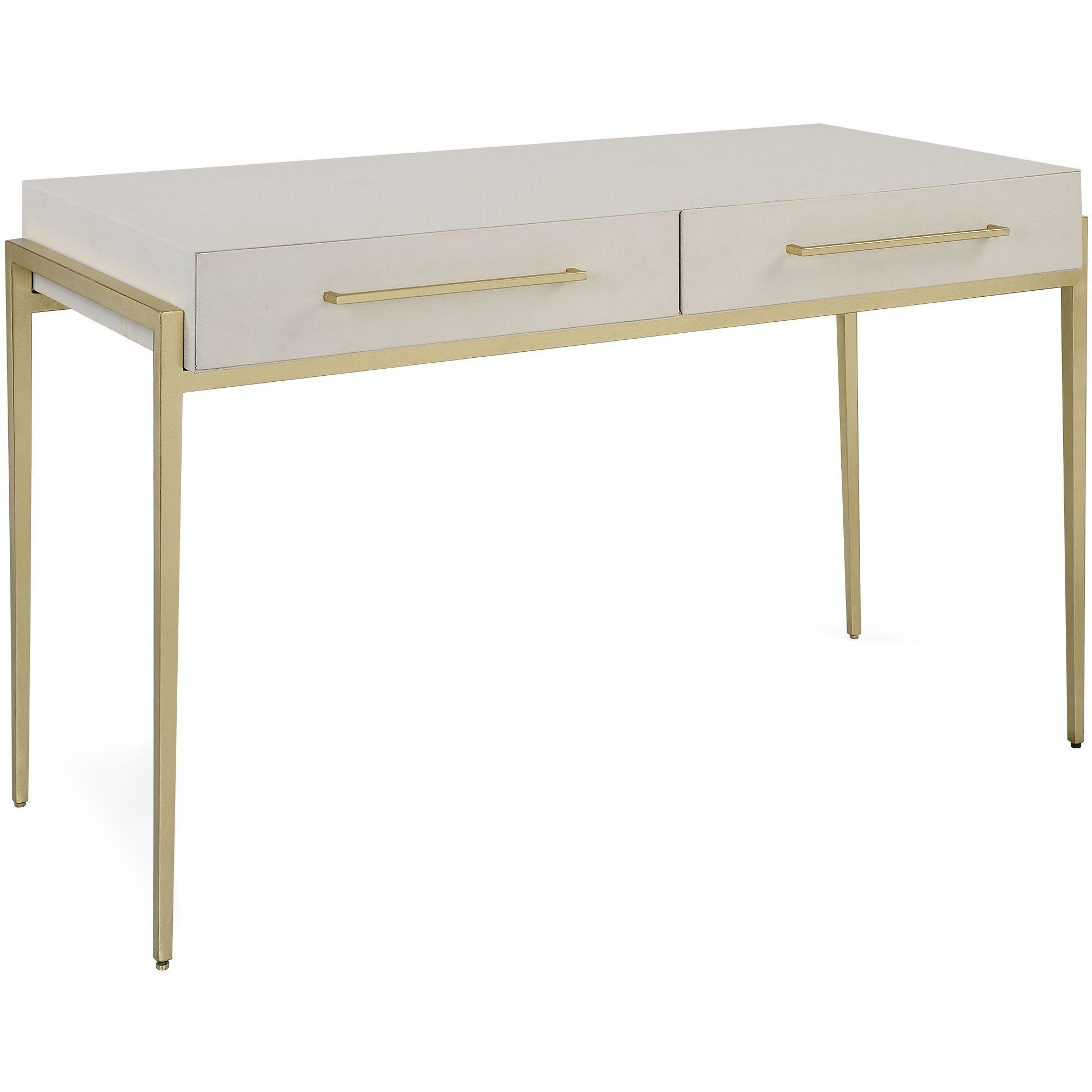 Jewel 48 inch White Faux Shagreen and Gold Leaf Desk