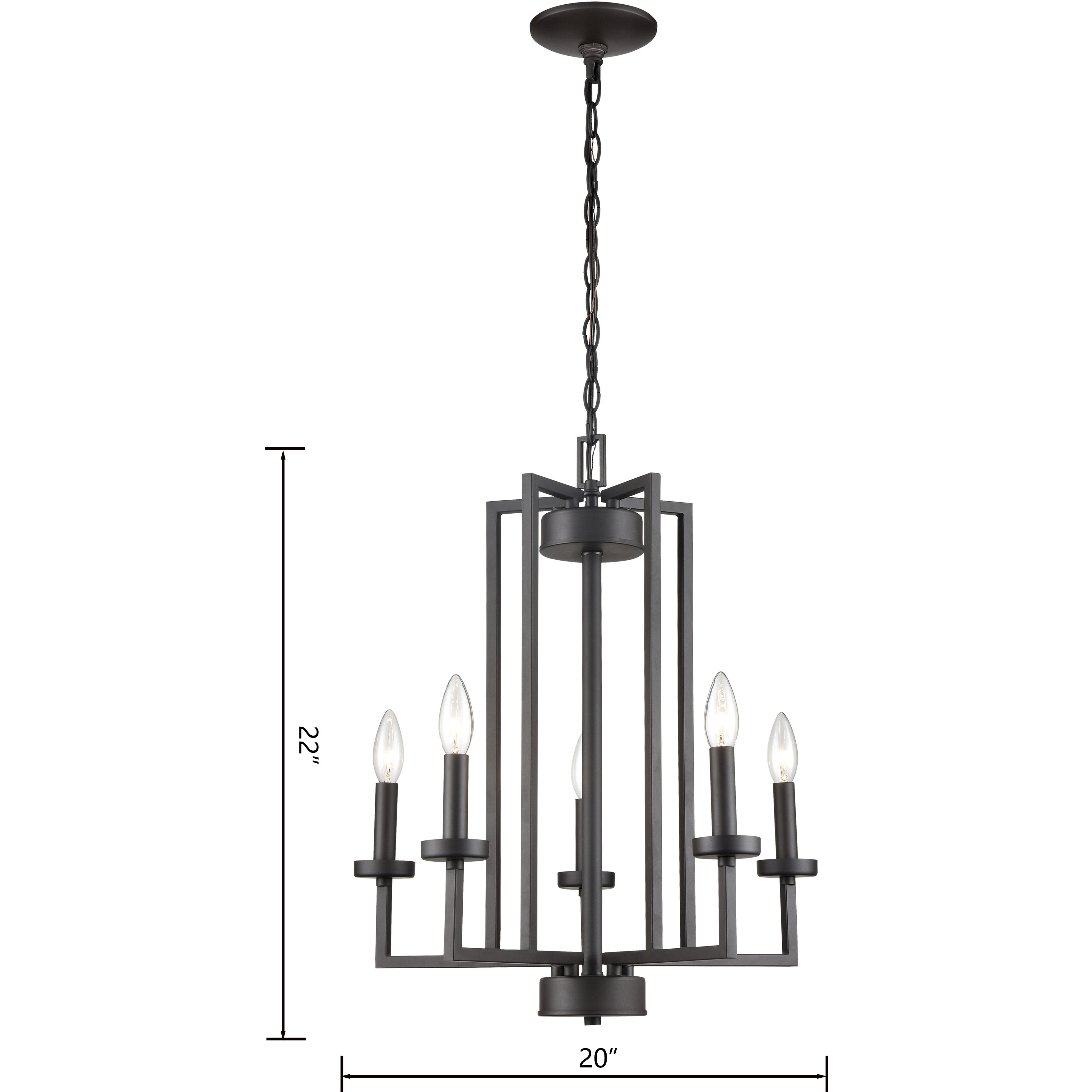 West End 5 Light 20 inch Oil Rubbed Bronze Chandelier Ceiling Light