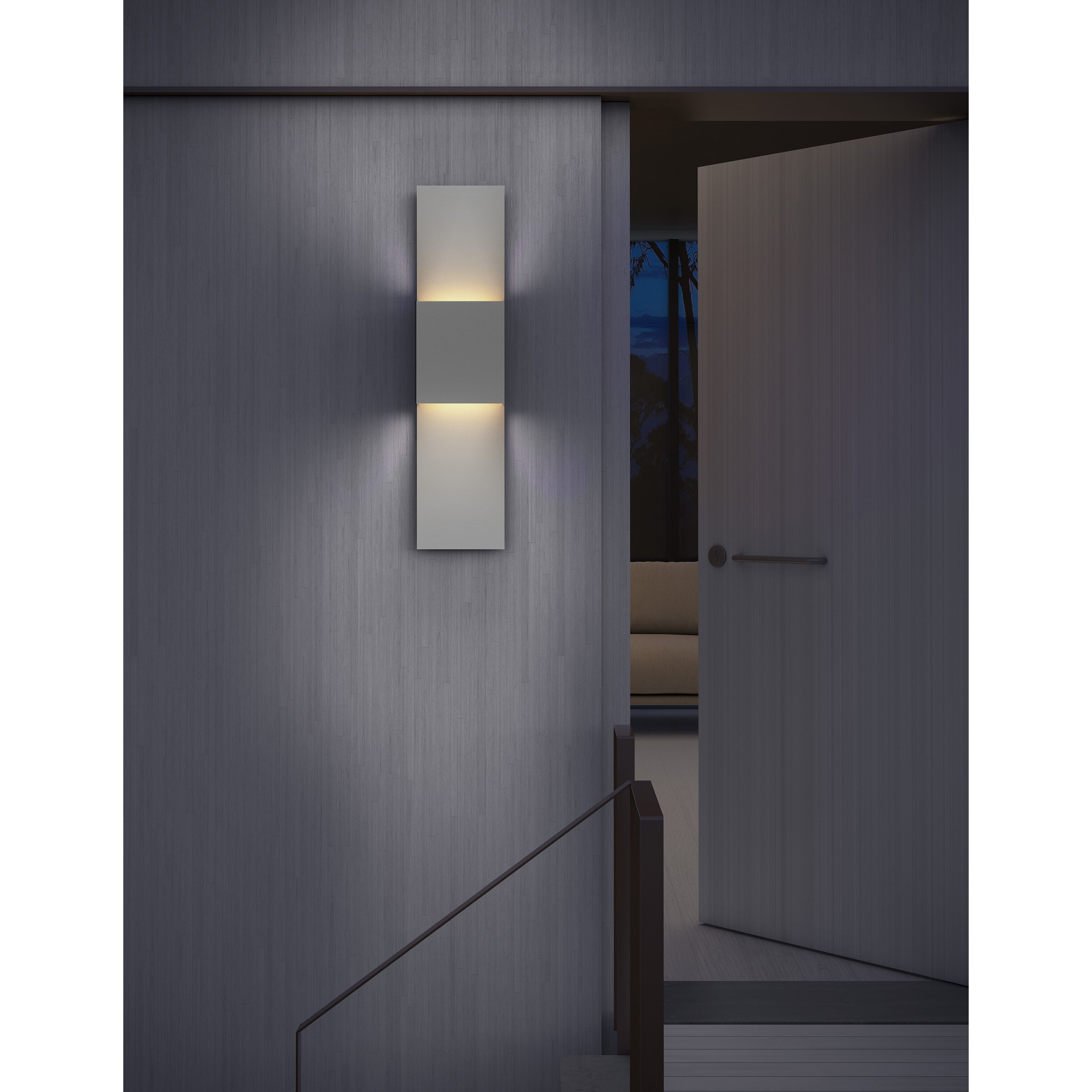 Flat Box LED 25 inch Textured Gray Indoor-Outdoor Sconce