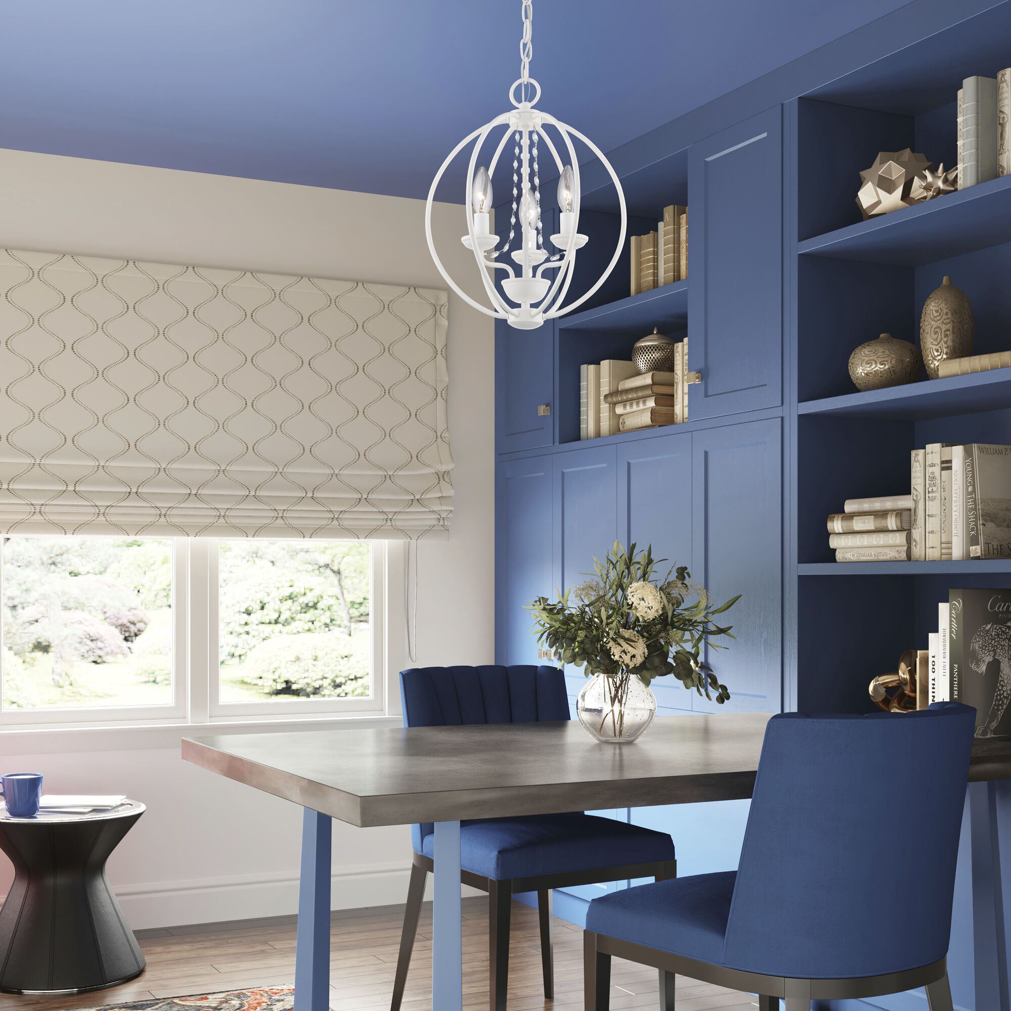 Arabella 3 Light 12 inch White Convertible Mini Chandelier/ Semi-Flush Ceiling Light, Globe