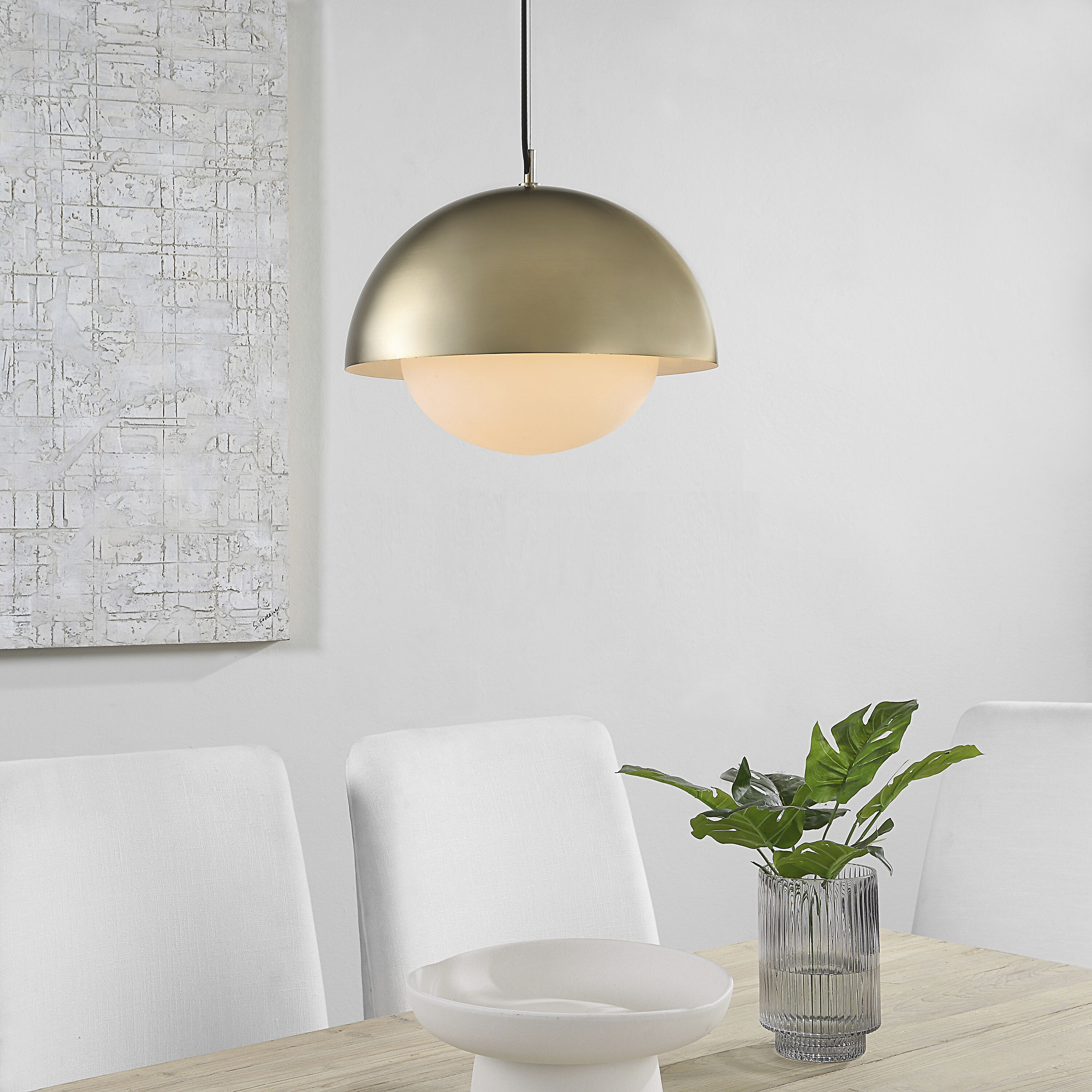 Angelo LED 15.75 inch Champagne and Etched White Pendant Ceiling Light