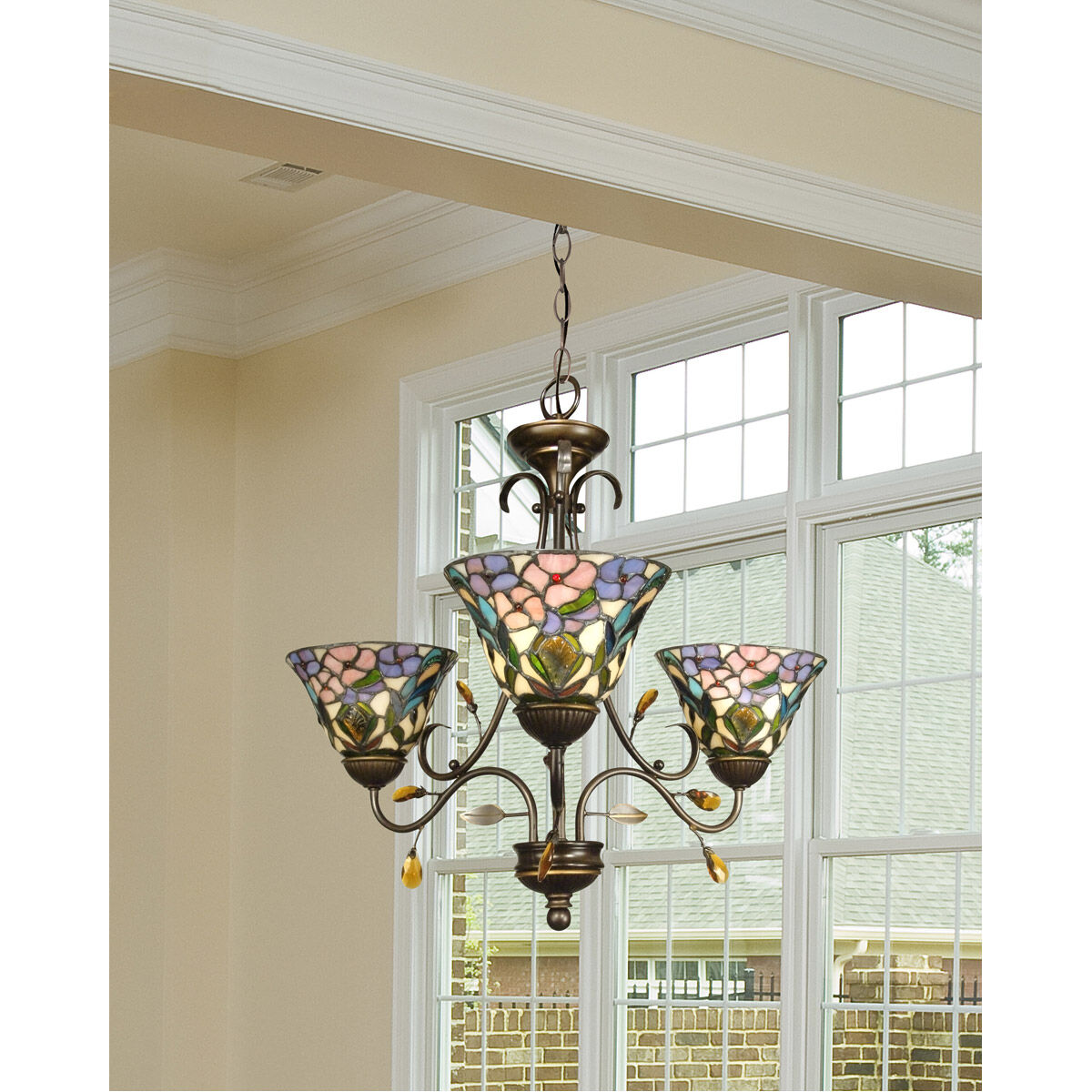 Evelyn 3 Light 24 inch Antique Golden Bronze Pendant Ceiling Light