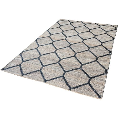 Econ Jacquard 96 X 30.7 inch Black with Natural Rug