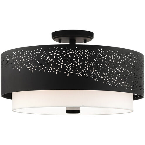 Noria 4 Light 20 inch Black Semi Flush Ceiling Light