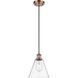 Ballston Cone 1 Light 8 inch Antique Copper Mini Pendant Ceiling Light in Clear Glass
