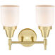 Caden 2 Light 14 inch Satin Brass Bath Vanity Light Wall Light in Matte White Glass