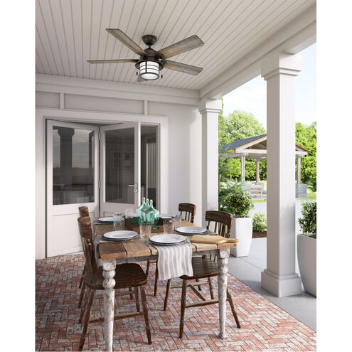 Key Biscayne 54 inch Onyx Bengal with Barnwood/Drifted Oak Blades Outdoor Ceiling Fan