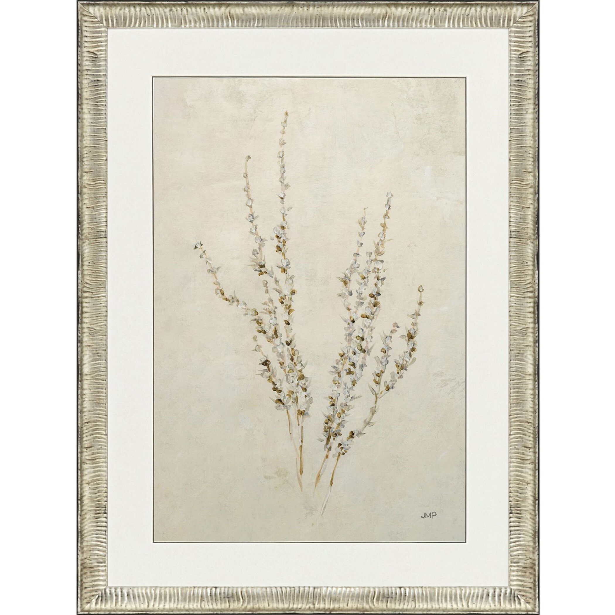 Whispering Grasses Beige and Gray and Neutral and Yellow Framed Art
