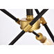 Axel 6 Light 17 inch Black and Brass Semi Flush Mount Ceiling Light