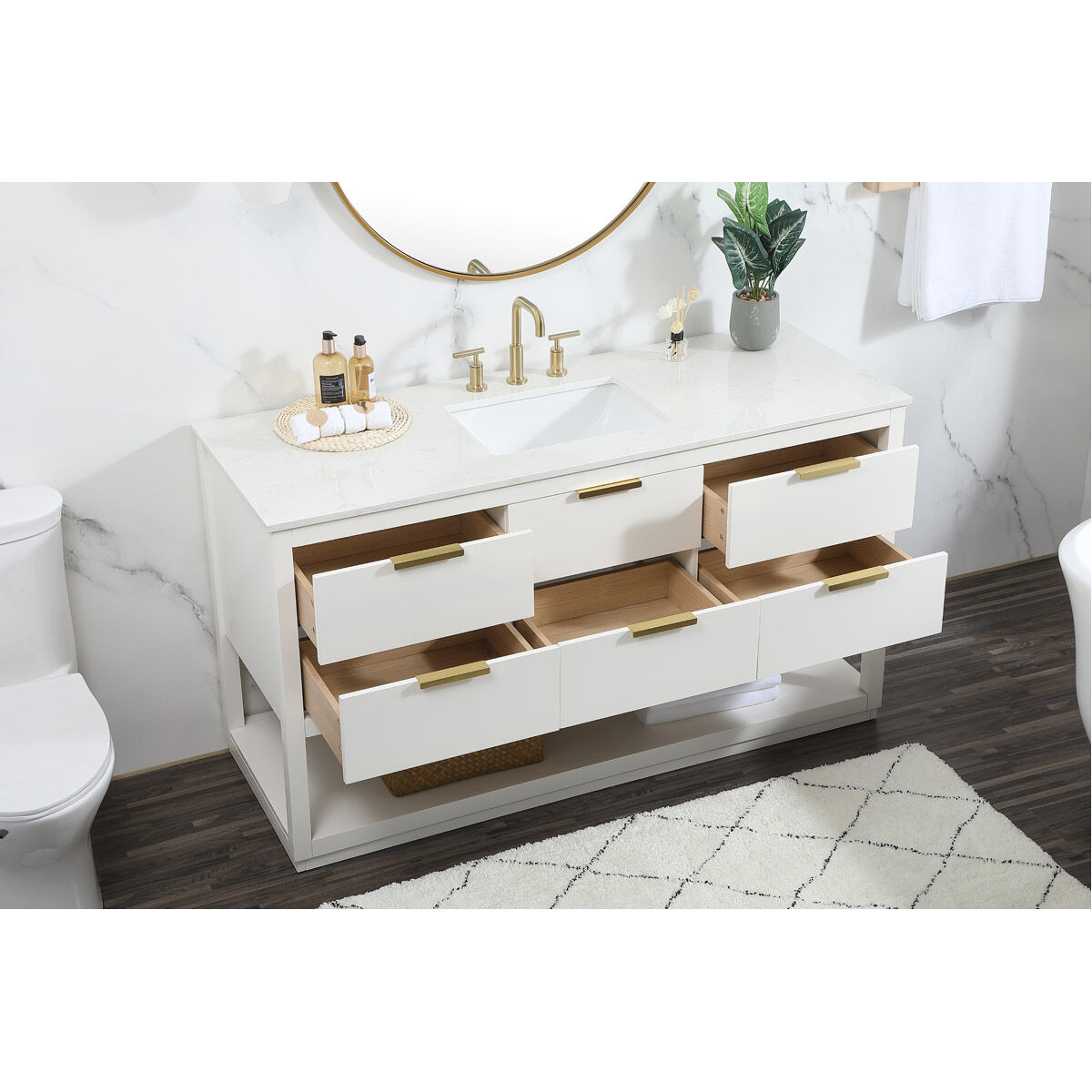 Larkin 60 X 22 X 34 inch White Vanity Sink Set