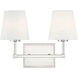 Contemporary 2 Light 15 inch Polished Nickel Bathroom Vanity Light Wall Light