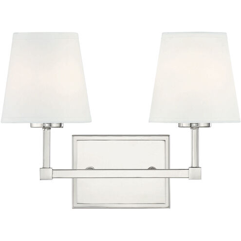 Contemporary 2 Light 15 inch Polished Nickel Bathroom Vanity Light Wall Light