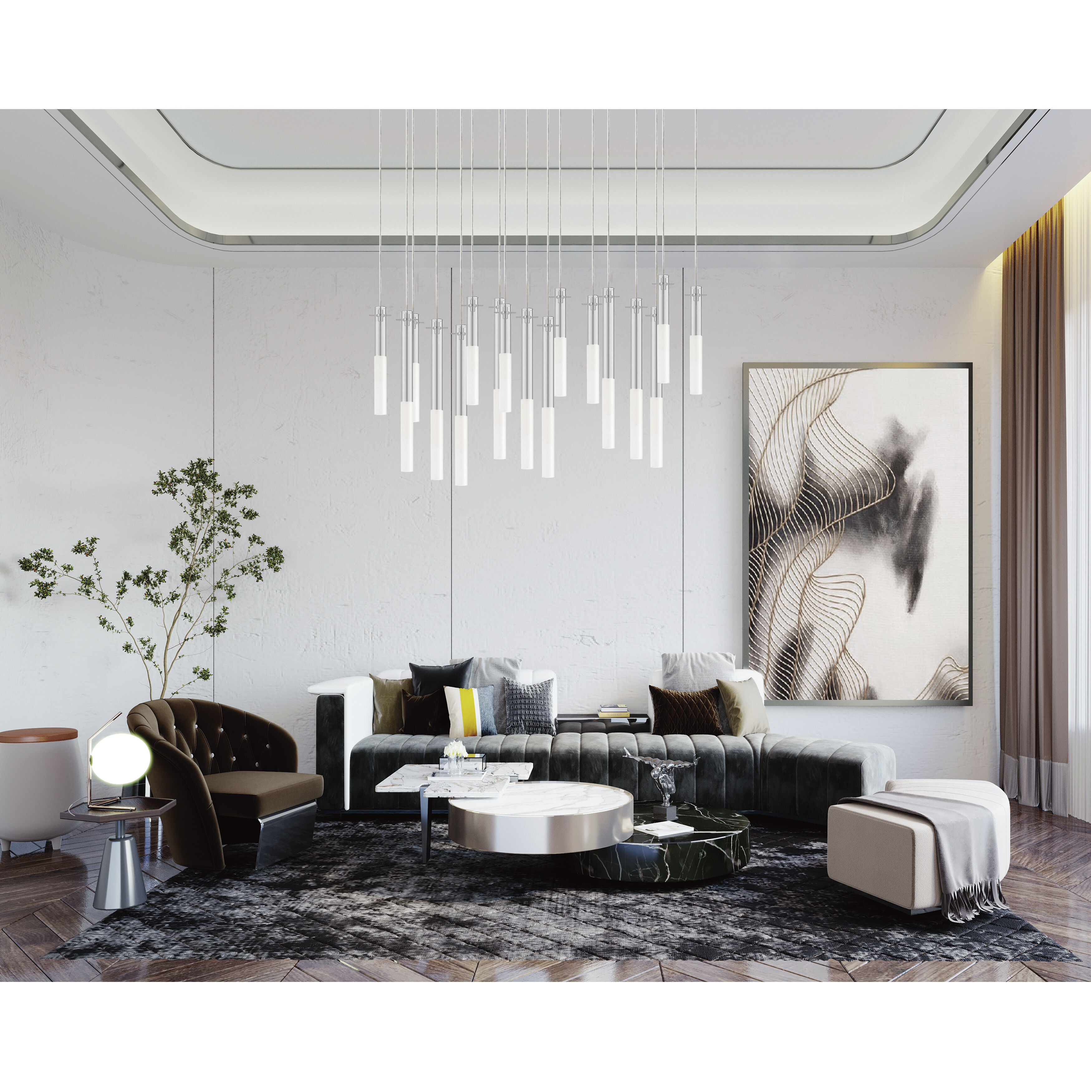 Pipette LED 23.5 inch Polished Chrome Multi-Light Pendant Ceiling Light