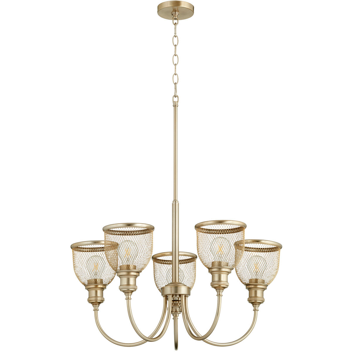 Omni 5 Light 26 inch Aged Brass Chandelier Ceiling Light, Convertible