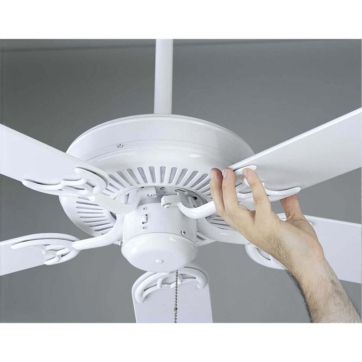 AirPro 52 inch White with Washed Oak/White Blades Ceiling Fan in White/Washed Oak