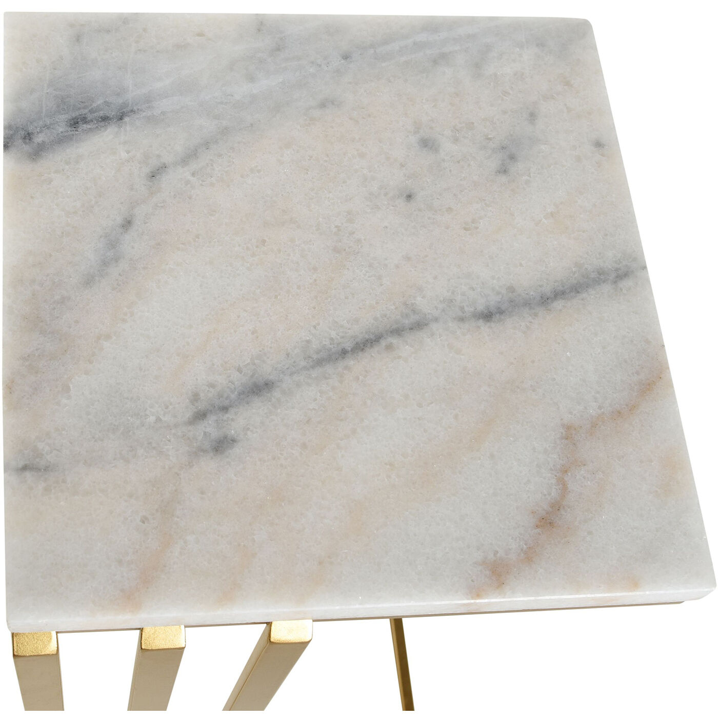 Marble Antique Gold and White End Table