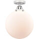 Nouveau 2 Beacon LED 12 inch Polished Chrome Semi-Flush Mount Ceiling Light in Matte White Glass