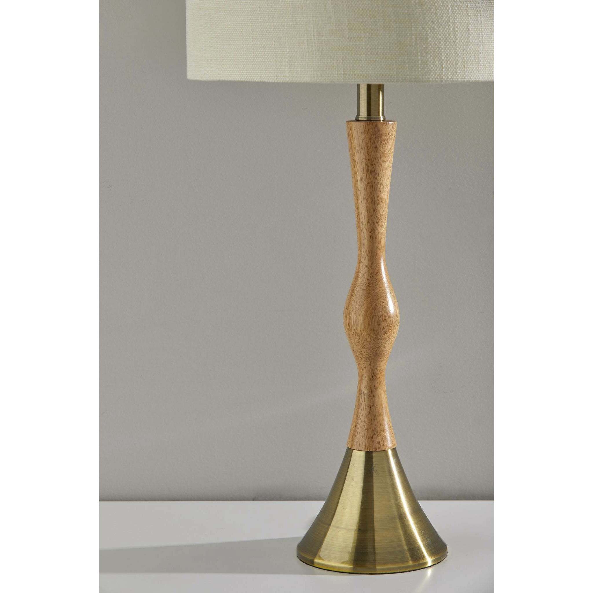 Eve 26 inch 100.00 watt Natural Oak Wood with Antique Brass Accent Table Lamp Portable Light