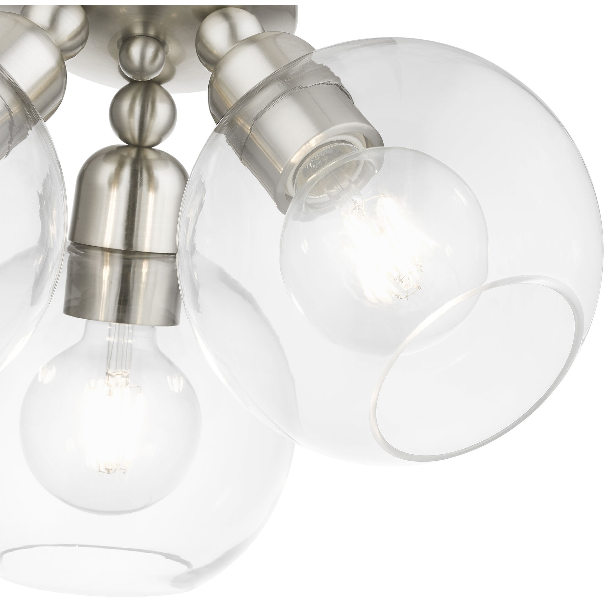 Downtown 3 Light 16 inch Brushed Nickel Semi-Flush Ceiling Light, Sphere