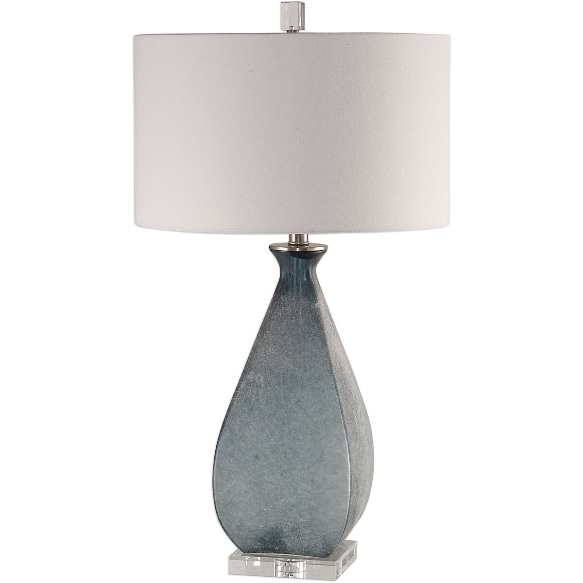 Atlantica 28.75 inch 150 watt Acid Etched Deep Ocean Blue Glass and Crystal Table Lamp Portable Light