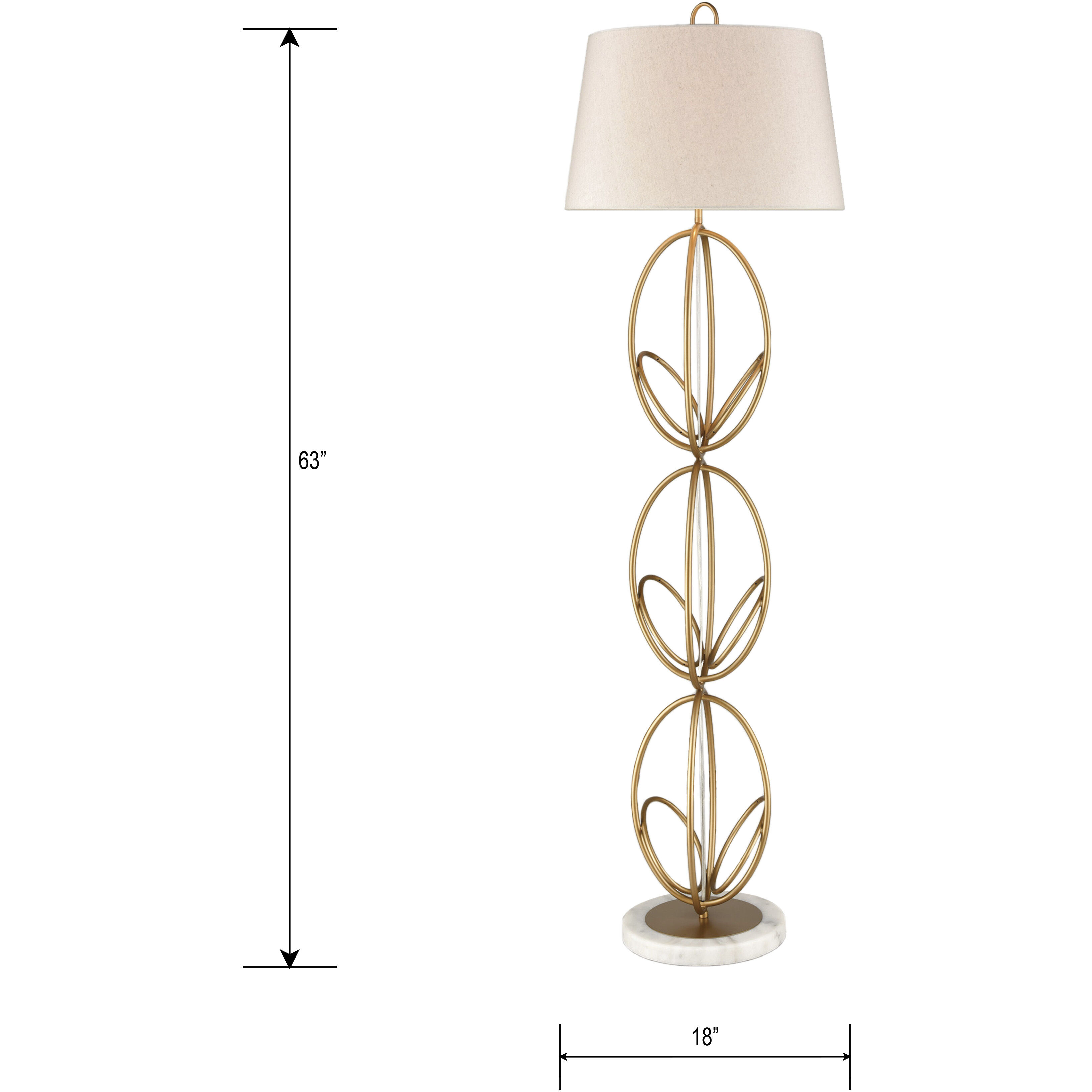 Morely 63 inch 150 watt Painted Gold Floor Lamp Portable Light