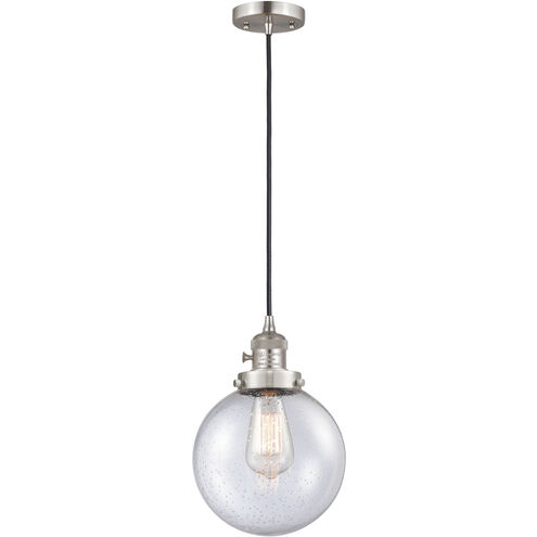Franklin Restoration Beacon LED 8 inch Brushed Satin Nickel Mini Pendant Ceiling Light in Seedy