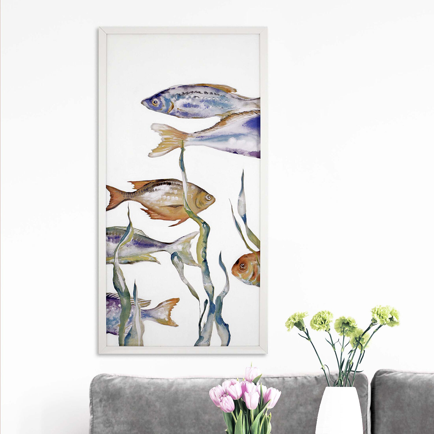 Tropical Paradise Multi and Blue and Orange and White Framed Art, The Studio