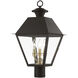 Wentworth 3 Light 22 inch Bronze with Antique Brass Finish Cluster Outdoor Post Top Lantern, Large