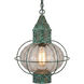 Ellington 1 Light 11.75 inch Verde Green Outdoor Pendant in Optic Glass, Brass Traditions by Innovations Lighting