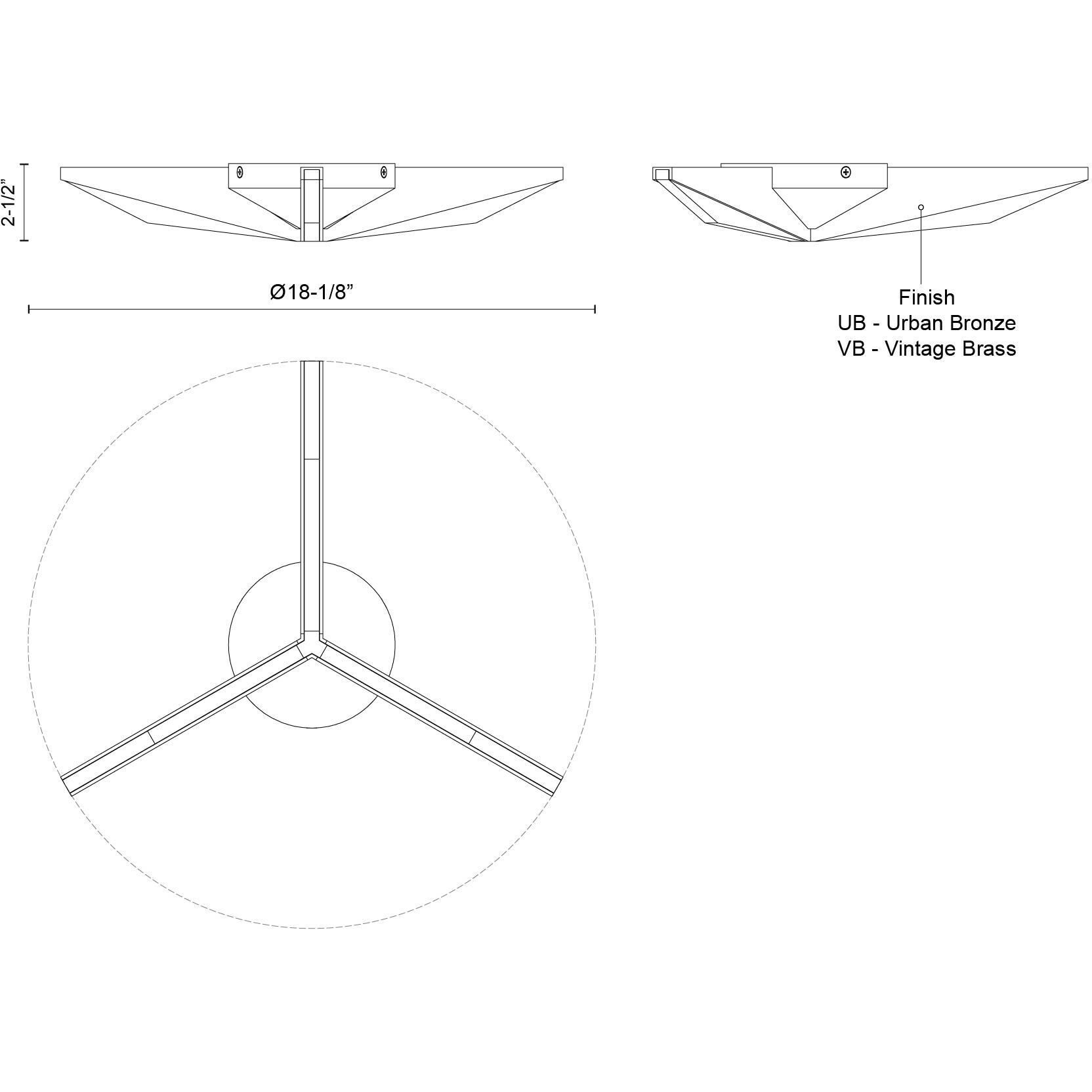 Tachi LED 18.13 inch Vintage Brass Flush Mount Ceiling Light