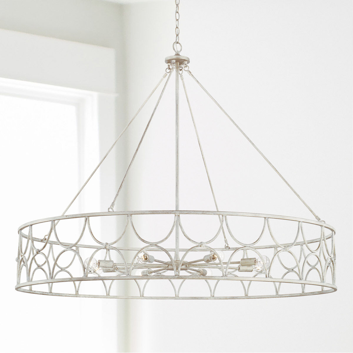 Ricci 8 Light 48 inch Winter White Chandelier Ceiling Light 