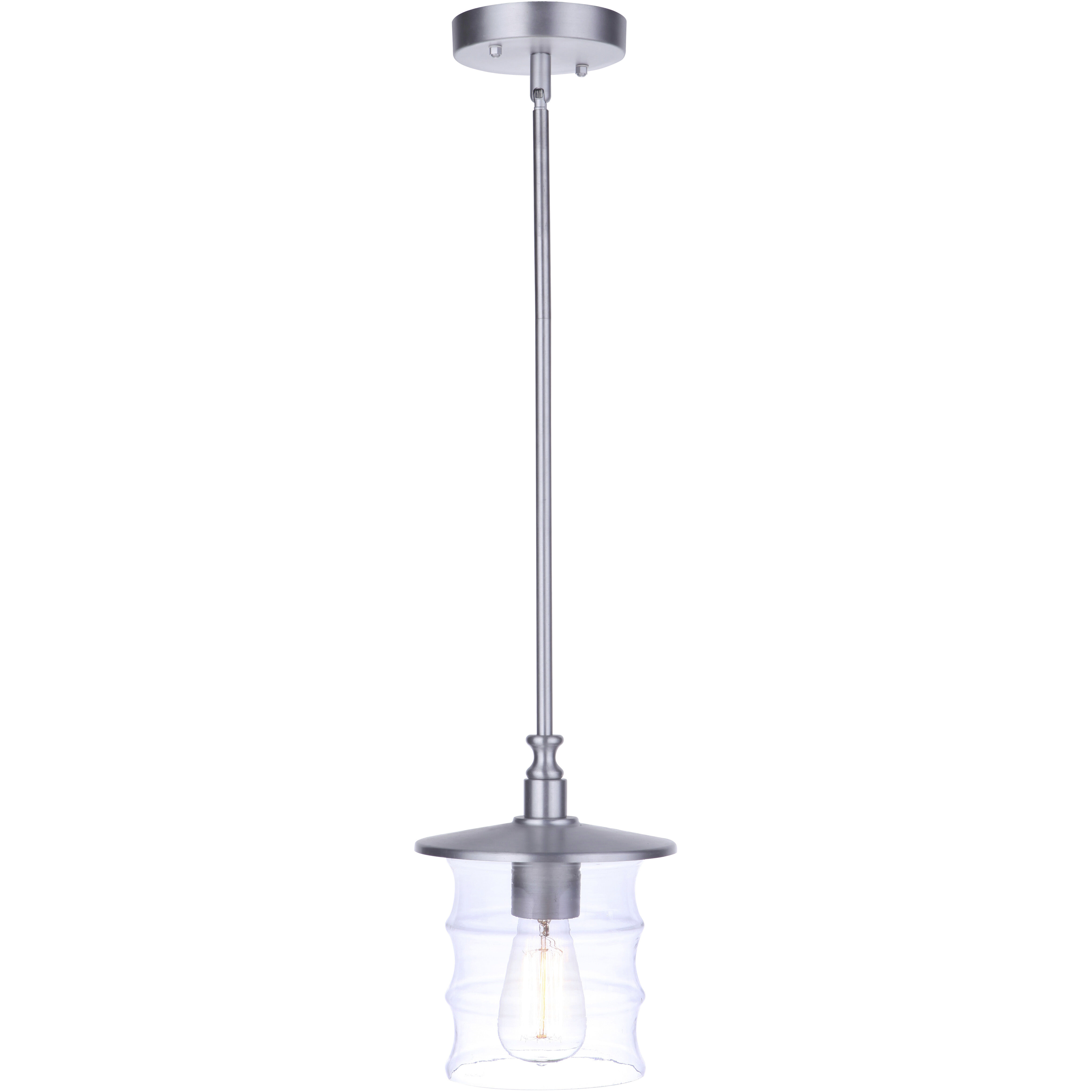 Canon 1 Light 7.5 inch Satin Aluminum Outdoor Pendant