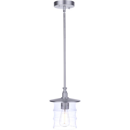 Canon 1 Light 7.5 inch Satin Aluminum Outdoor Pendant