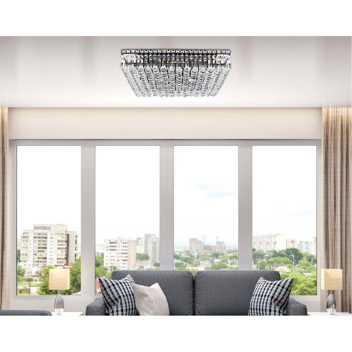 Maxime 13 Light 24 inch Black and Clear Flush Mount Ceiling Light in Royal Cut