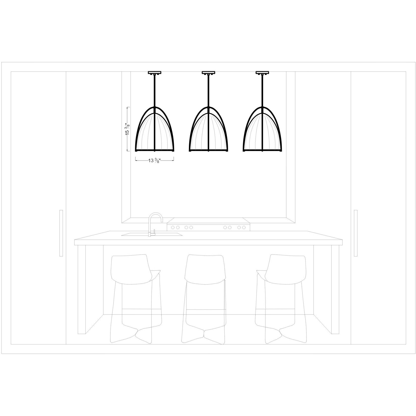 Sean Lavin Norman Pendant Ceiling Light in Satin Brass with Blonde Rattan