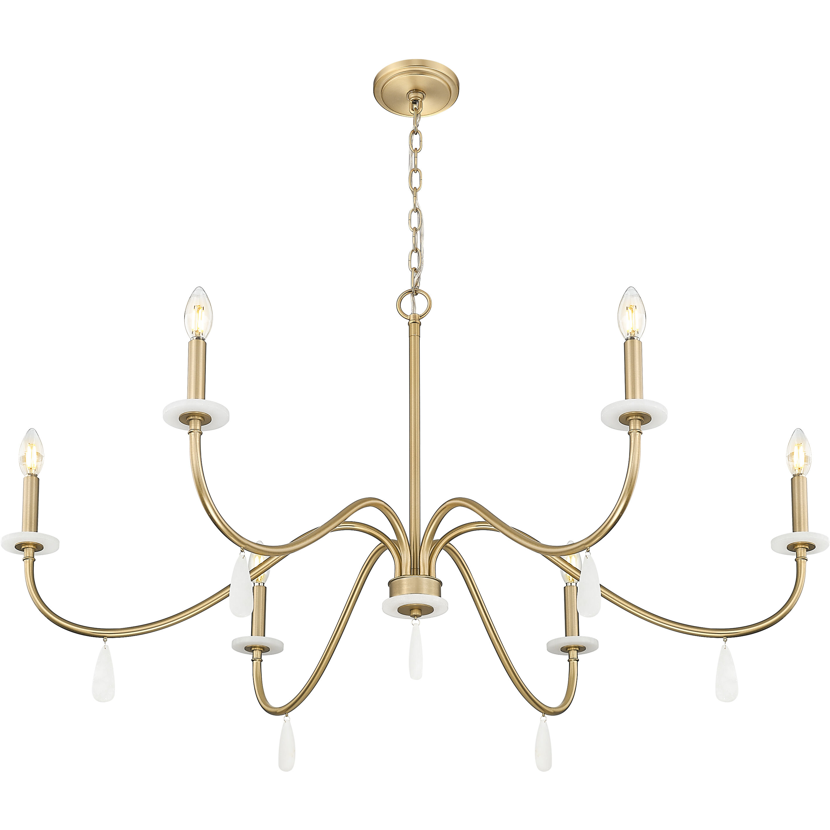Toussant 6 Light 45 inch Modern Gold Chandelier Ceiling Light
