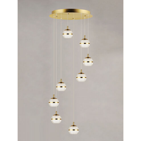 Swank LED 19 inch Natural Aged Brass Multi-Light Pendant Ceiling Light