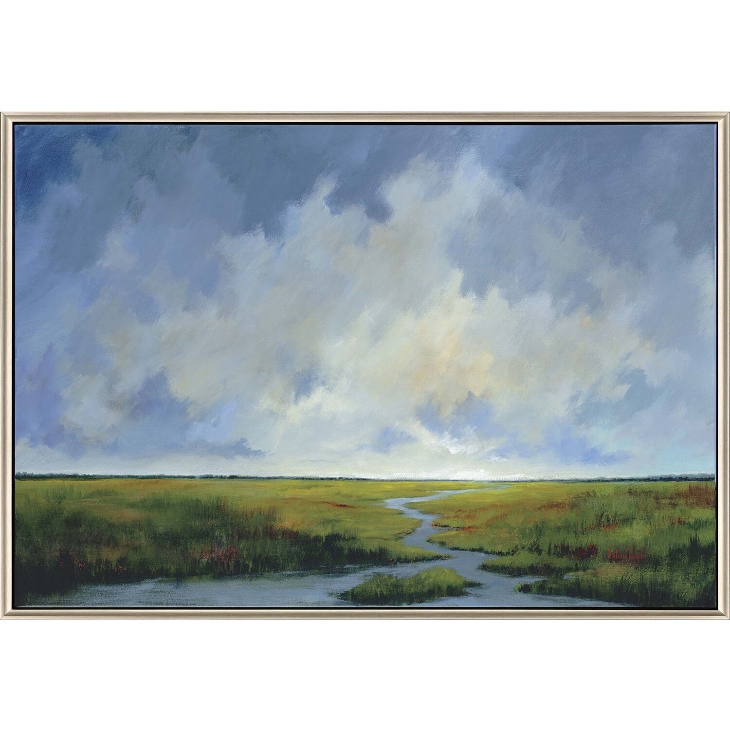 Journey Home Blue and Green and Red and Beige Canvas