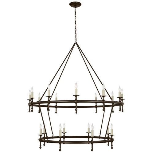 Chapman & Myers Classic LED 54.5 inch Bronze Two-Tier Ring Chandelier Ceiling Light