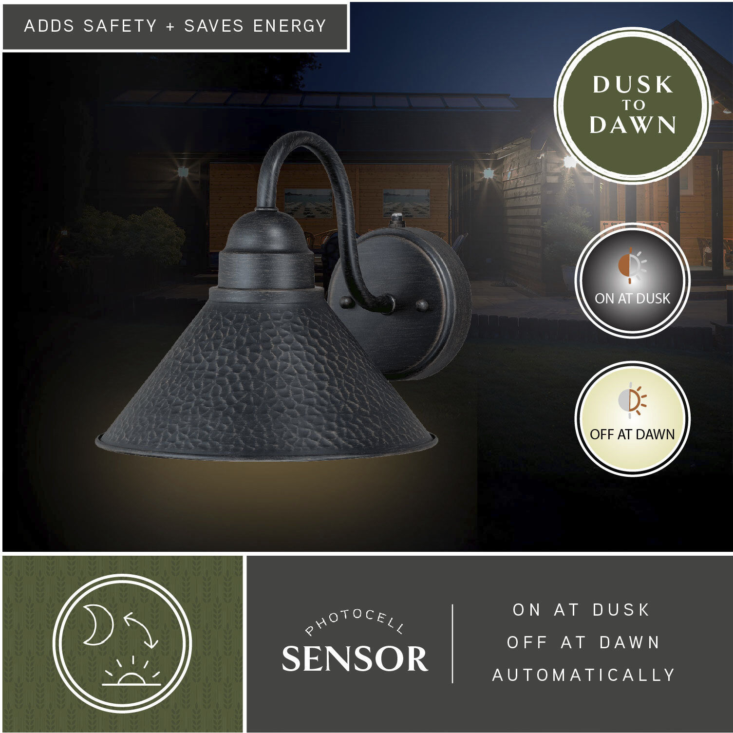 Outland LED 9 inch Aged Iron and Light Gold Outdoor Wall