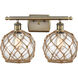 Ballston Farmhouse Rope LED 16 inch Antique Brass Bath Vanity Light Wall Light in Clear Glass with Brown Rope, Ballston