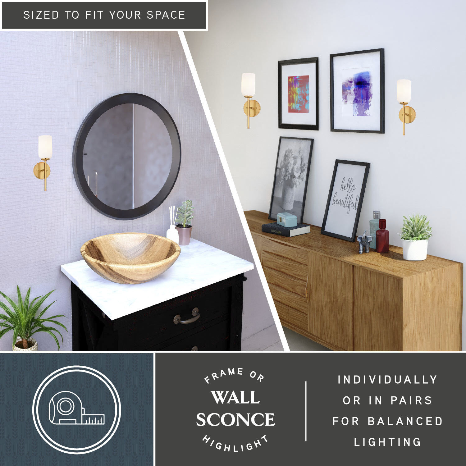 Shelby LED 6 inch Natural Brass Bathroom Light Wall Light