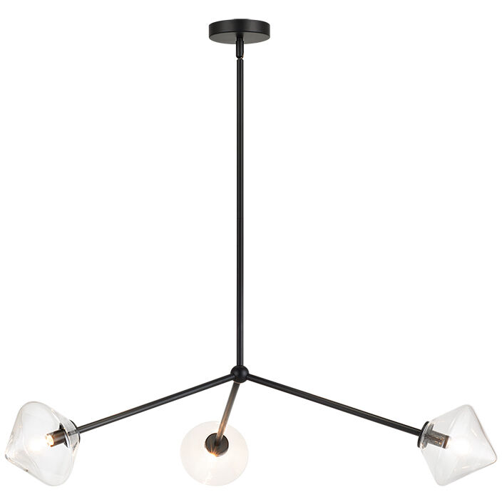 Novo 3 Light 30.38 inch Black Pendant Ceiling Light in Black and Clear
